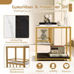 Sidobord – marmorlook vånings sängbord med metallram soffbord modernt vardagsrumsbord vitt – 3 – Vit
