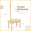 i – sidobord av massivt trä klädhängare med skobänk – 3 1 76 x 43 x 168 cm – Natur