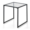 Sidobord – Litet trädgårdsbord Balkongbord med bordsskiva i härdat glas – 43 x 43 x 45 cm – Svart