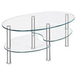 vånings – glasbord med modern oval design – 3 – Genomskinlig