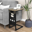 Set – med C formade sidobord laddstation och USB portar sidoficka sängbord – 2 – Rustik brun