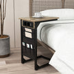Set – med C formade sidobord laddstation och USB portar sidoficka sängbord – 2 – Rustik brun