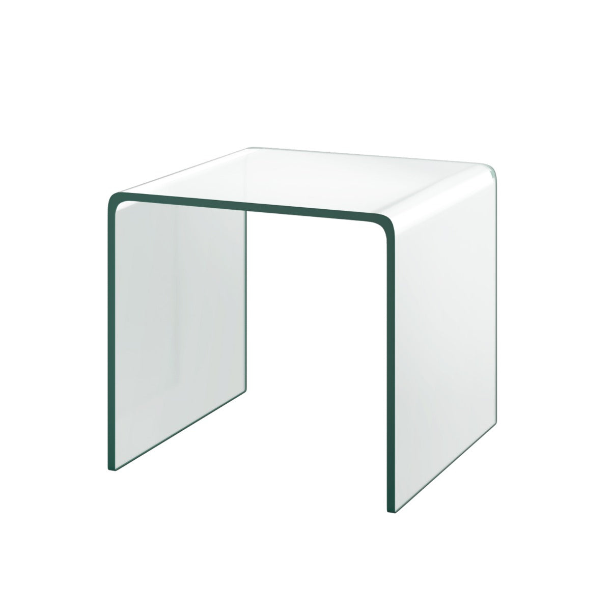 Sidobord – glas nattduksbord U format transparent fyrkantigt – 45 x 45 x 41 cm – Genomskinlig