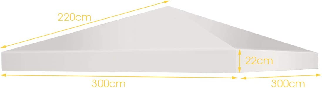 Paviljongersättningstak – Solskyddsöverdrag med kardborrefästen – 300 x 300 cm – Beige