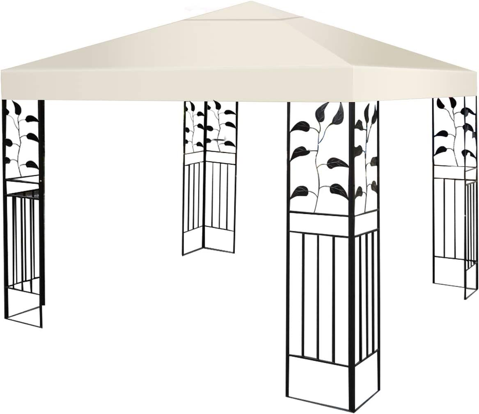 Paviljongersättningstak – Solskyddsöverdrag med kardborrefästen – 300 x 300 cm – Beige