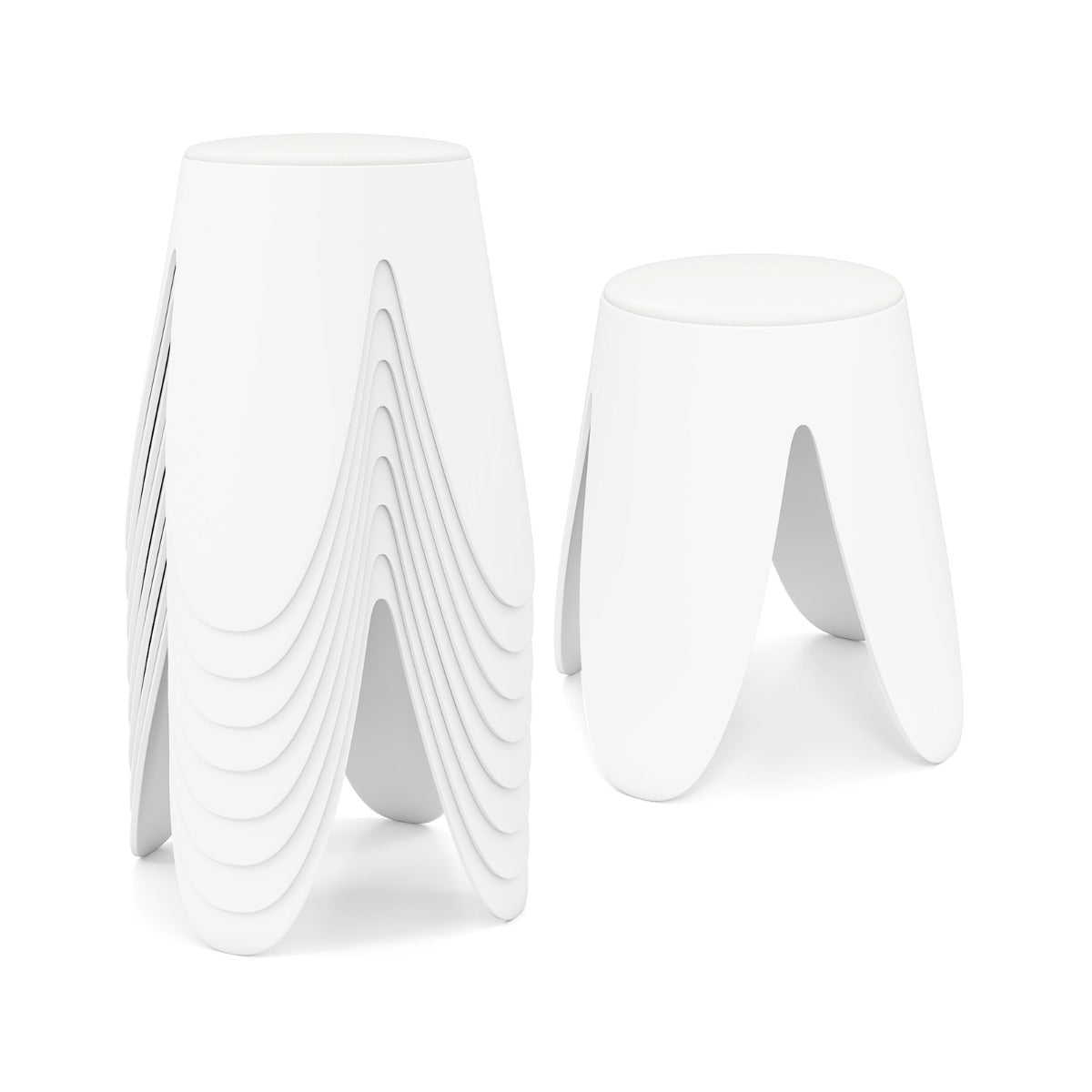 del – Set staplad Pall rund Sitt från Plast bärbar Stol med – 8 45 x 45 x 46 cm – Vit