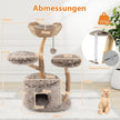 Klösträd – i med kattgrotta, plyschsittplatser, korg och klöspost. – 2 105 cm – Trä