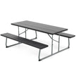 Fällbart – picknickbord med bänkar Campingbordsset metallram – 2 183 cm – Svart