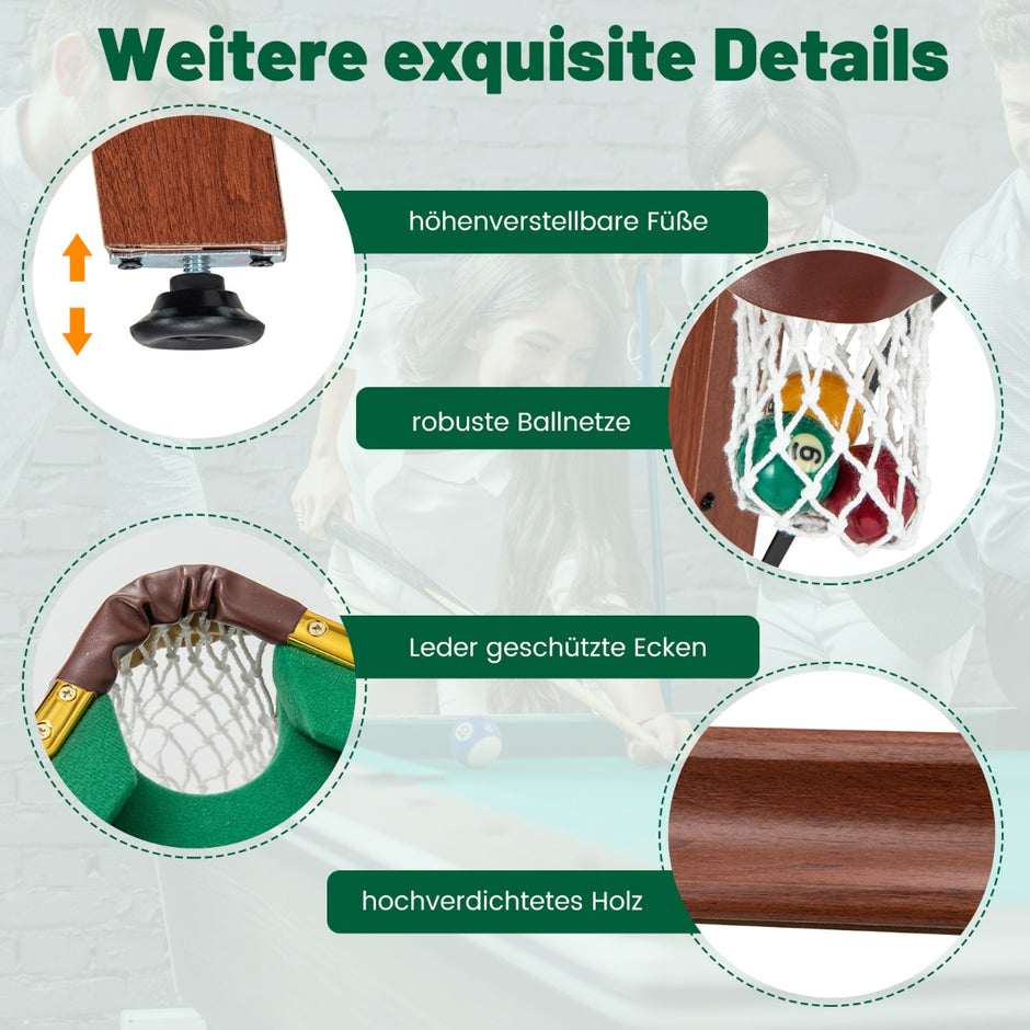 Biljardbord – hopfällbart inklusive kön krita – 2 16 2 138 x 67 x 79,5 cm – Grön