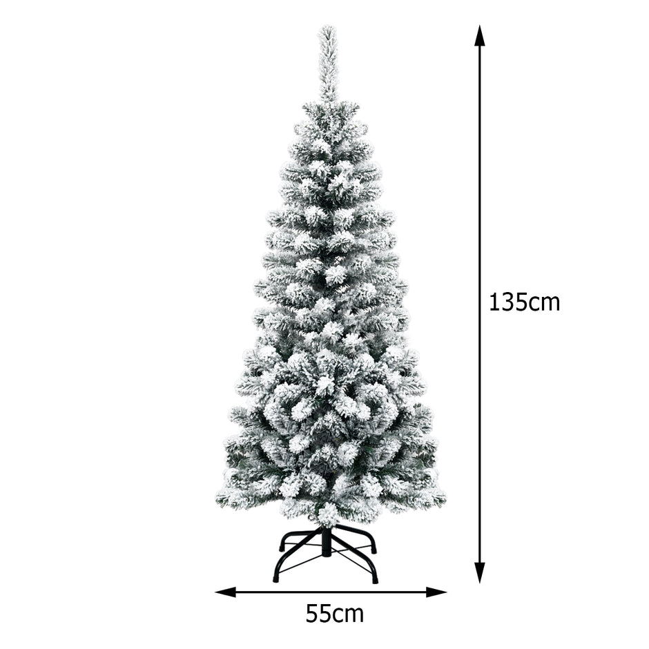 Konstpenna – julgran med snö och LED lampor – 150 135 cm – Grön