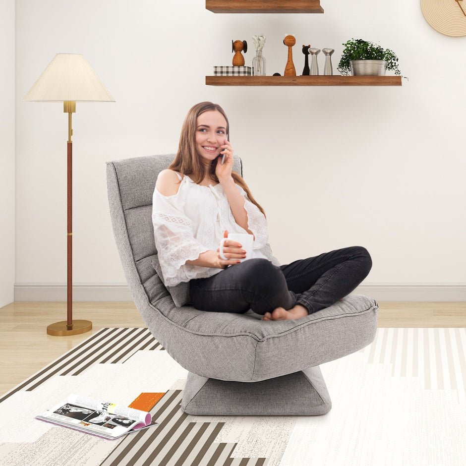 360° – roterande golvstol med ryggstöd och svankkudde Lazy Sofa – Grå
