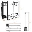 Robust – vedställ i metall och verktygsset vedhållare med spade – 76 x 33 x 76 cm – Svart