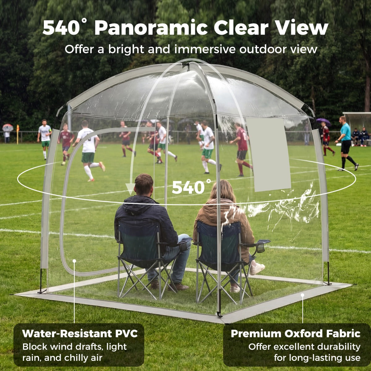 Transparent – Kupoltält Personer 540° Panorama Trädgård – 215 x 215 cm 2-4 – Trä