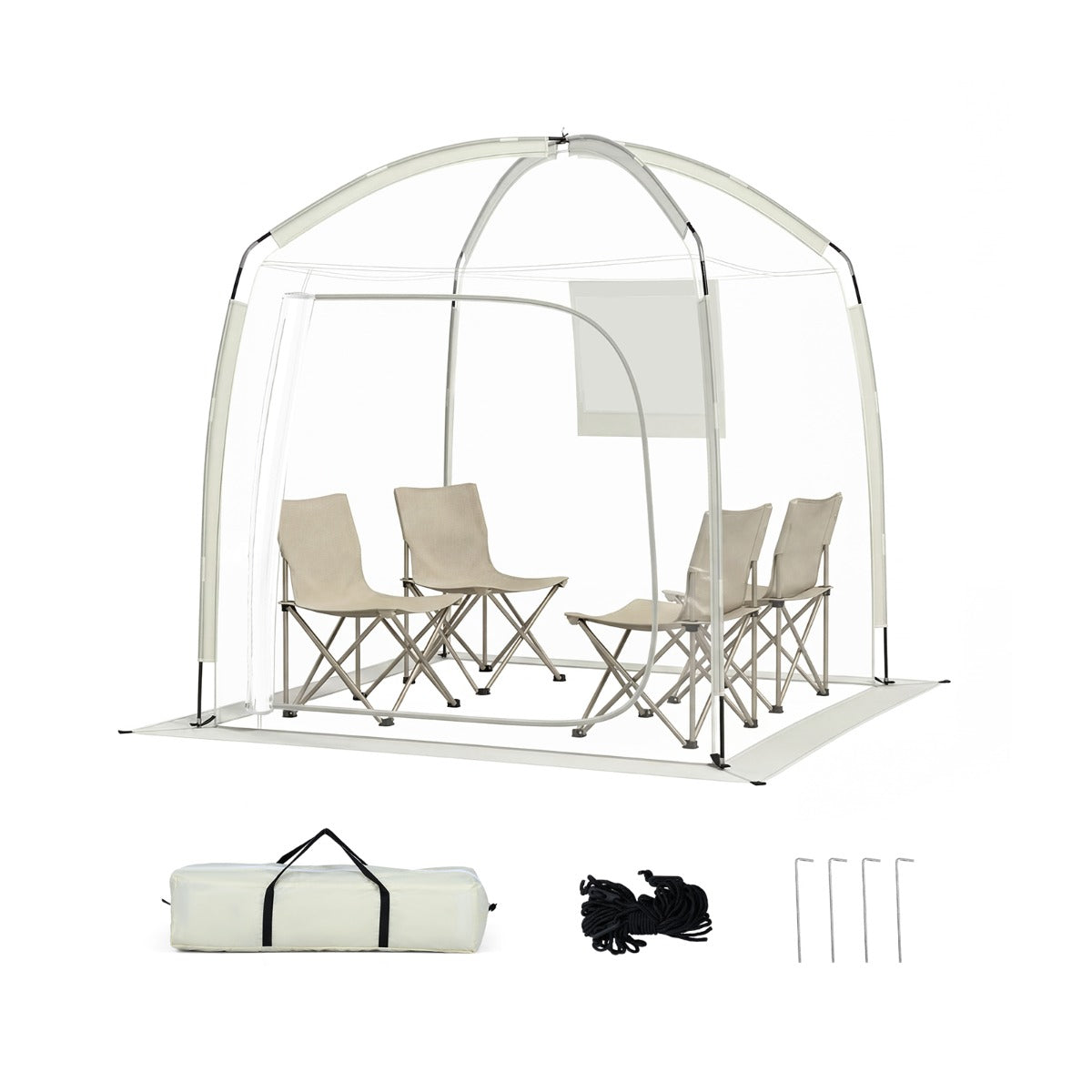 Transparent – Kupoltält Personer 540° Panorama Trädgård – 215 x 215 cm 2-4 – Trä