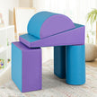 stycken – Byggklossar av skum Jättebyggstenar för att leka och klättra Stora + – 5 – Blå + lila