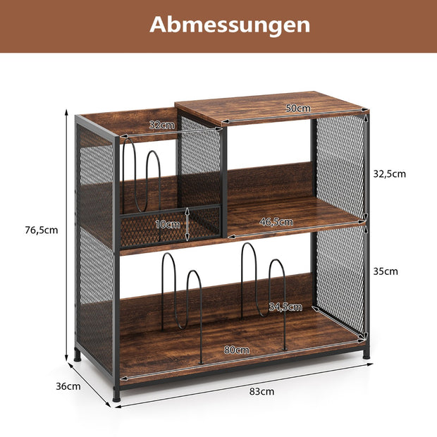 vånings – skivspelareställ för upp till album och avtagbara avskiljare – 3 300 3 – Brun