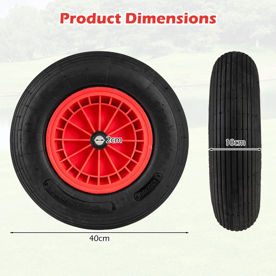 Kärrrad – upp till Helgummiskiva bärkraft – 4.80/4.00 8 Ø 400 mm 250 kg – Svart