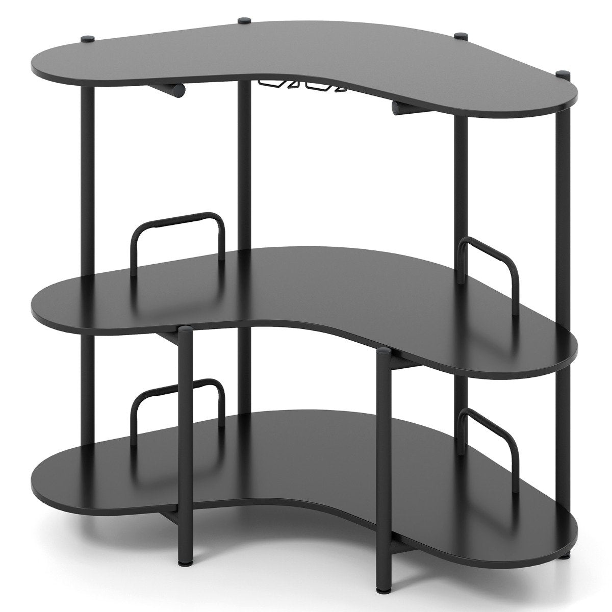 nivåer – kök bardisk med glasställ och metallram husbar köksbänk minibar – 3 – Svart