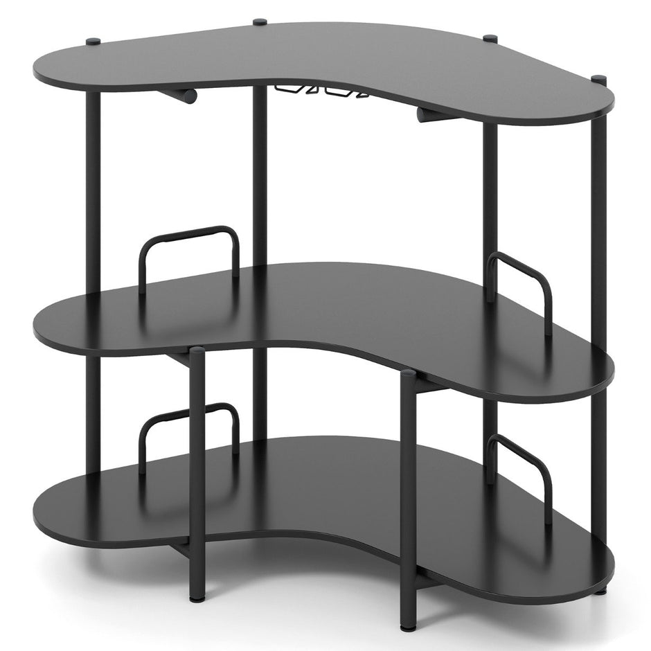 nivåer – kök bardisk med glasställ och metallram husbar köksbänk minibar – 3 – Svart