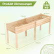 Utomhus – högbädd med ben trä planteringslåda avdelare – 185 x 58 x 77 cm – Natur