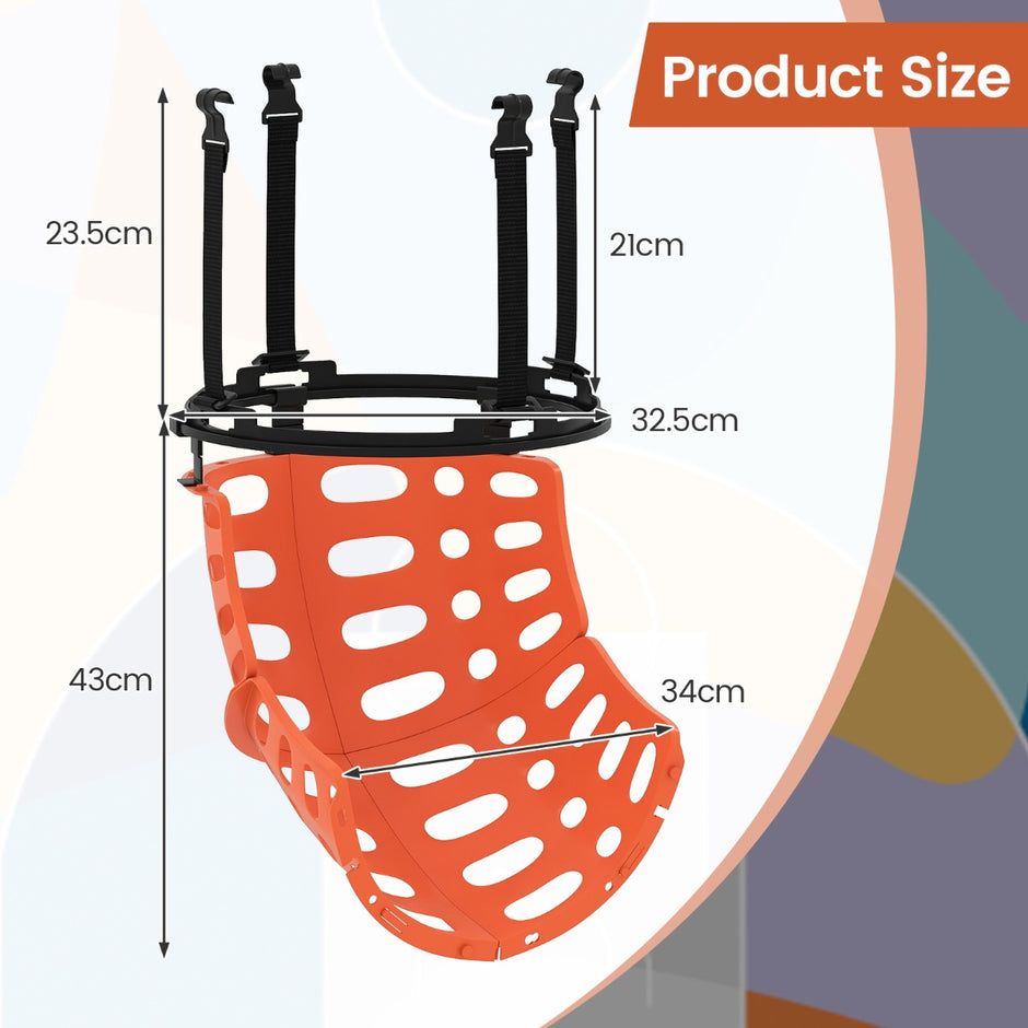 Basket – Bollar Tillbakavändare med Verktygsfri och Avtagbar Krok 360° Svängbar Rebounder – 4 – Orange