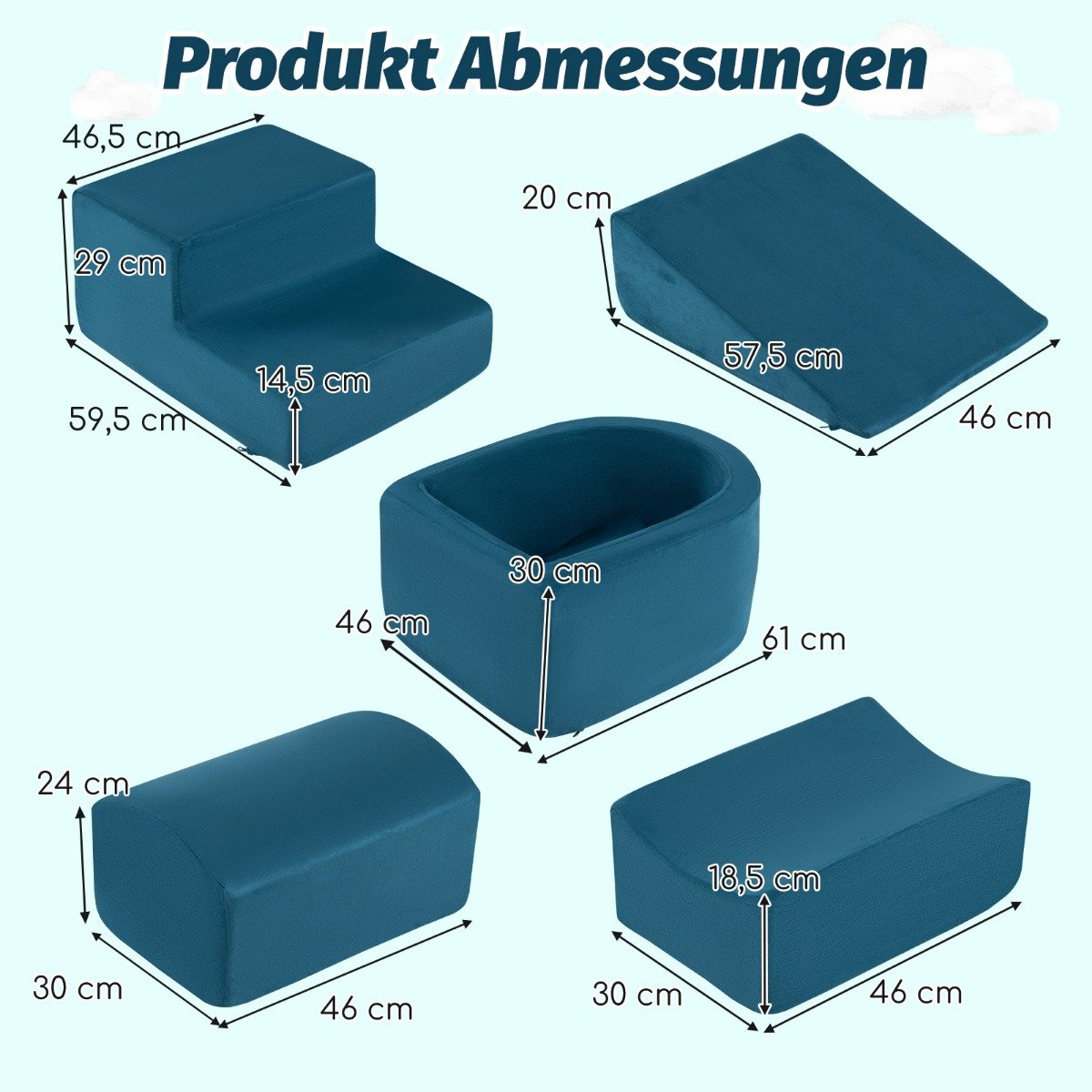 delade – skumblock, jätteblock med bollhav (utan bollar), stora för lek – 5 – Blå