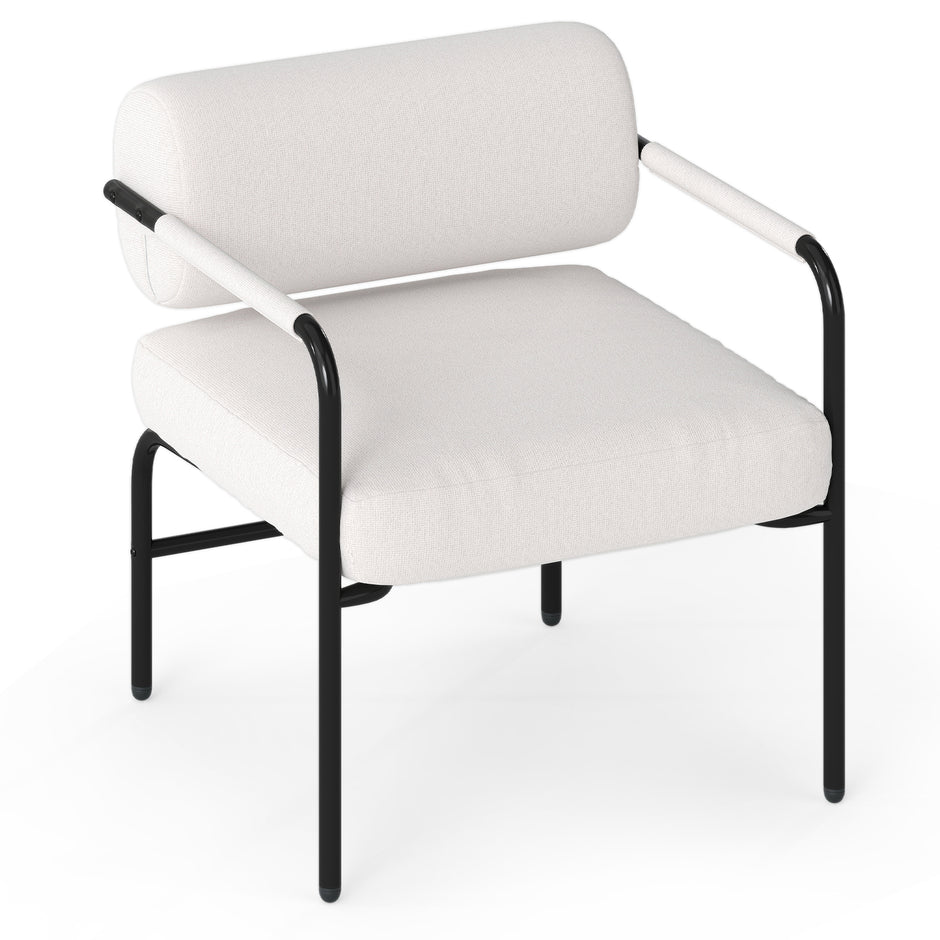 Soffa – Modern Loungestol Polstrad Accentstol med armstöd Enstol Relaxstol – Vit