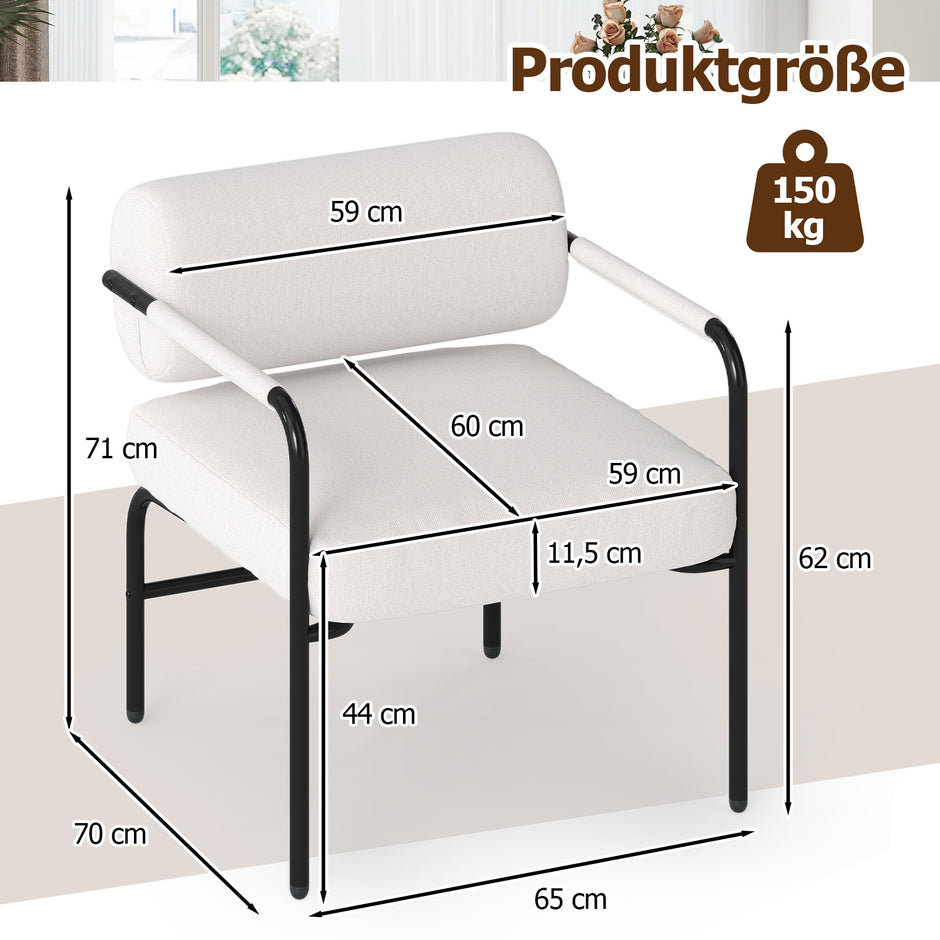 Soffa – Modern Loungestol Polstrad Accentstol med armstöd Enstol Relaxstol – Vit