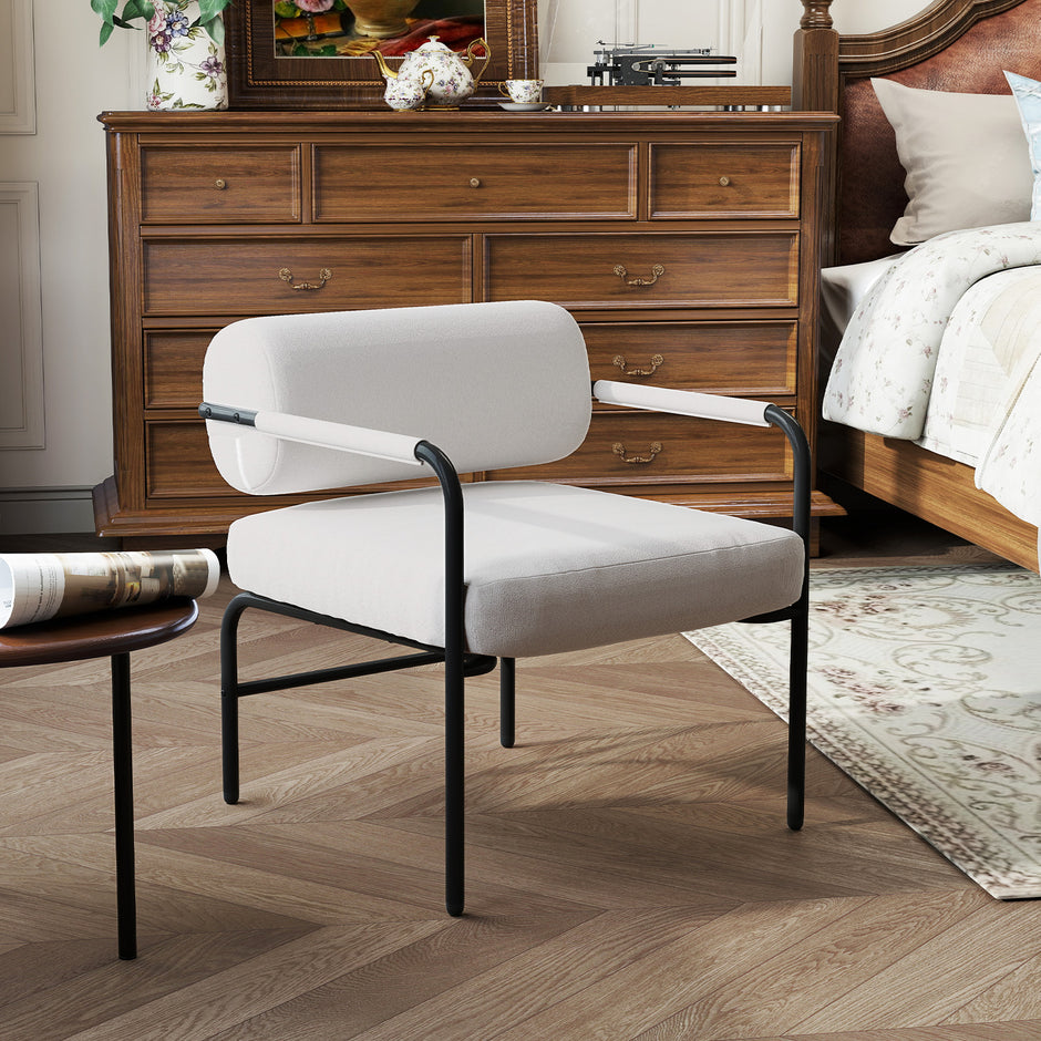 Soffa – Modern Loungestol Polstrad Accentstol med armstöd Enstol Relaxstol – Vit