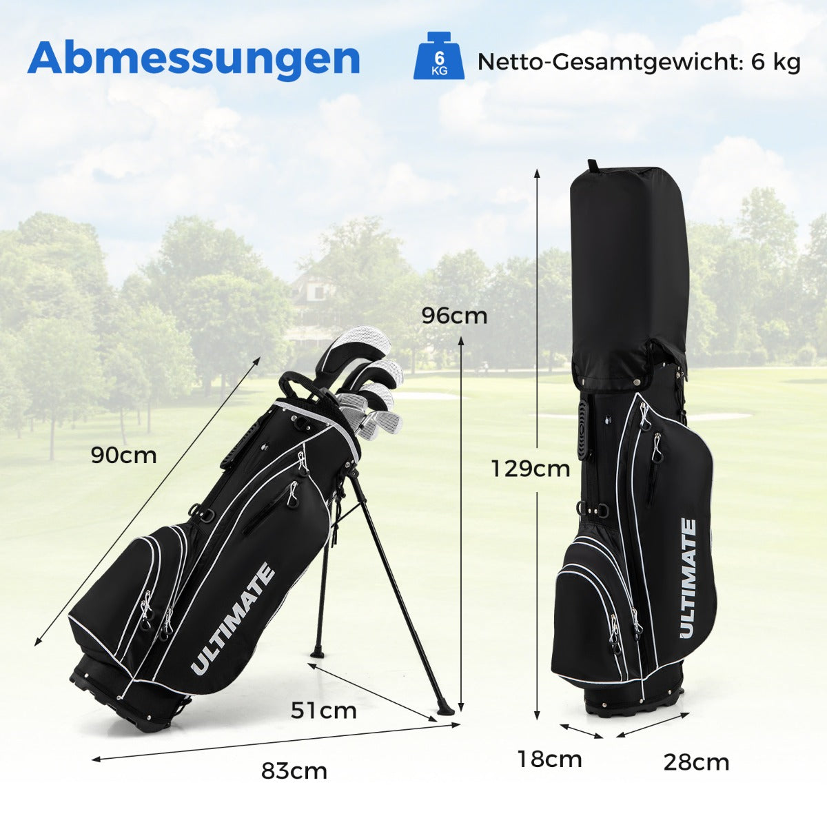 Komplett – herrgolfklubbsset delar golfklubbar högerhänt med regnskydd – 9 – Svart