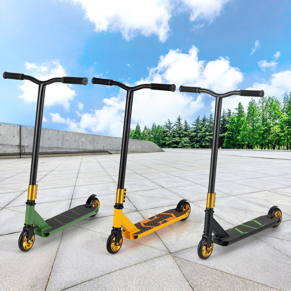 Stunt – Scooter med styrning och PU hjul aluminiumplatta – 360 – Grön