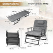 i – Trädgårdslounge med Huvudstöd och Justerbart Ryggstöd Vikbar Sollounge – 3 1 185 x 60,5 x 38 cm – Grå-svart