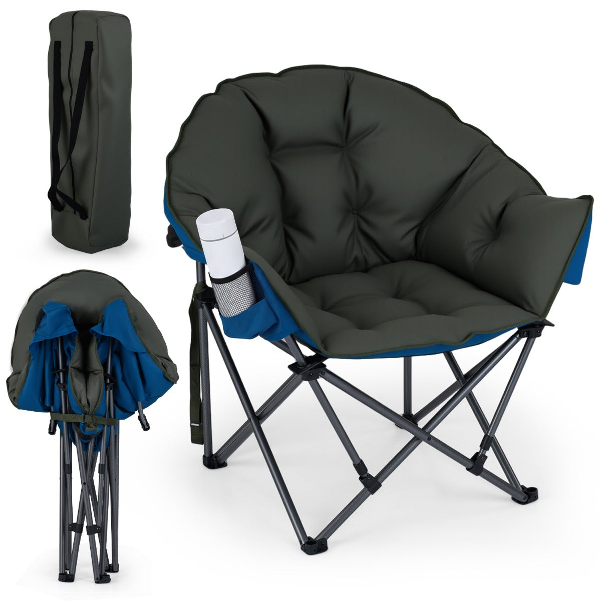 Hopbar – Campingstol Bärbar Polstrad Hopstol Extra Stor Fiskestol – 227 kg – Grön