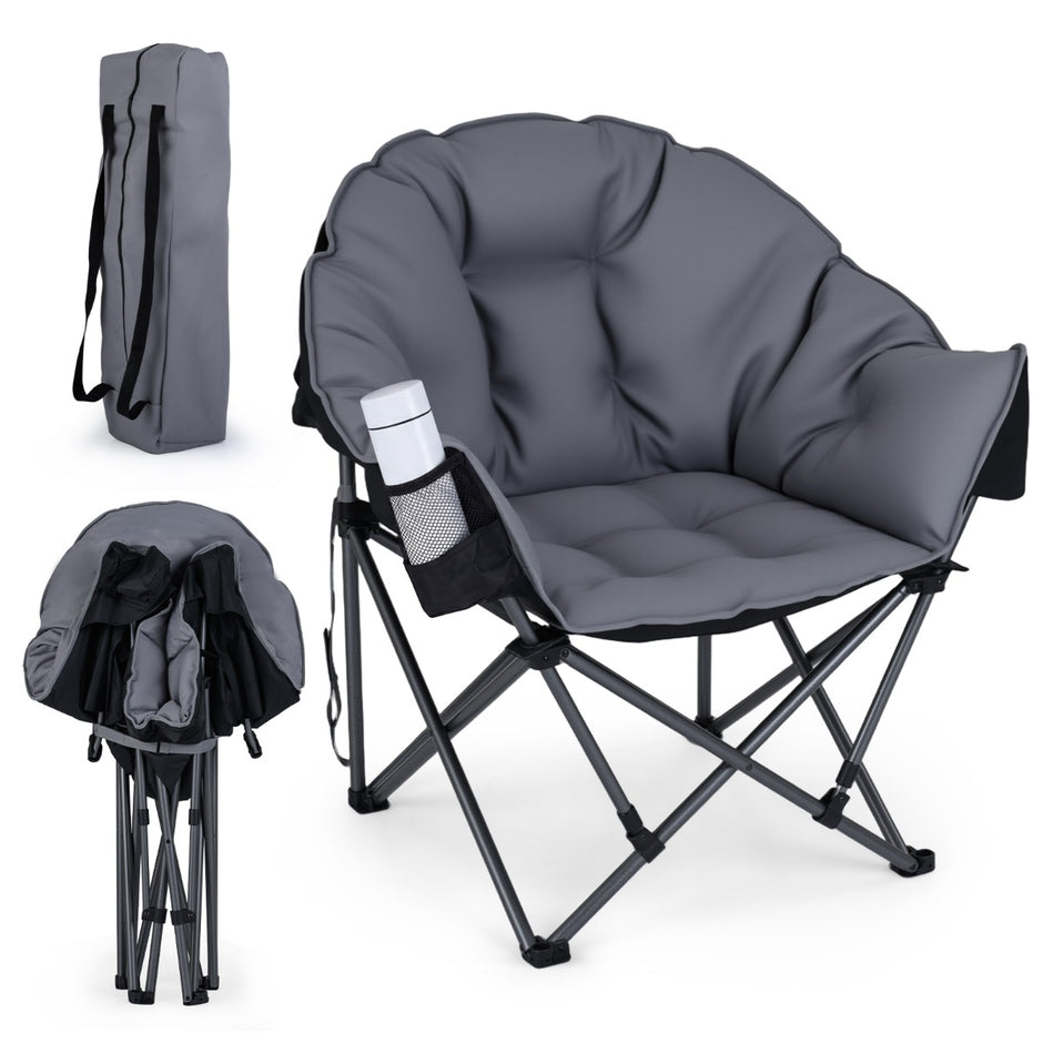 Hopbar – Campingstol Bärbar Polstrad Hopstol Extra Stor Fiskestol – 227 kg – Grå