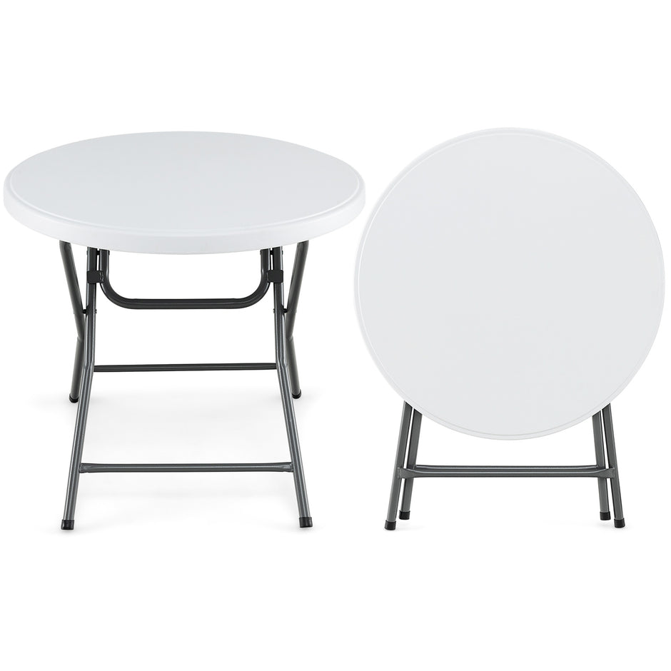 Rund – hopfällbart plastbord med förstärkt HDPE bordsskiva, robusta metallben och halkfria fötter – 81 cm – Vit