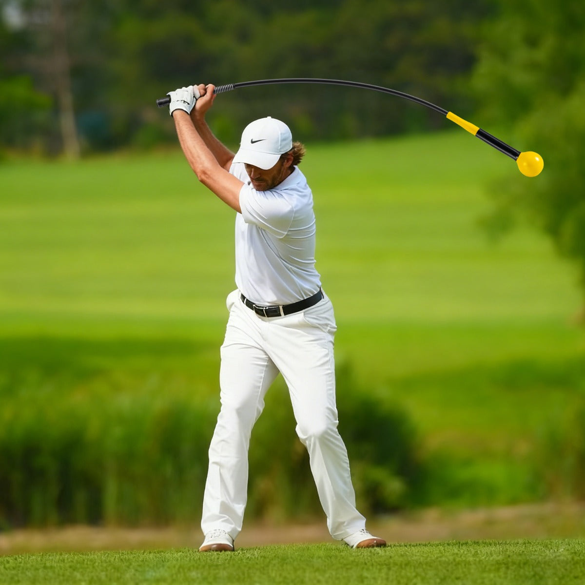 Golfsvingtränare – Hjälp med vikt huvud – 120 cm – Gul