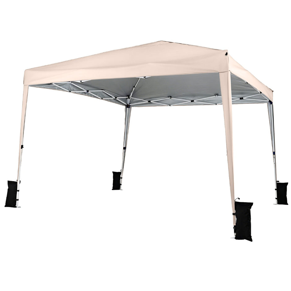 Faltpaviljong, – vattenfast, höjdjusterbar, solskydd för camping och gård – 3 x 3 m – Beige