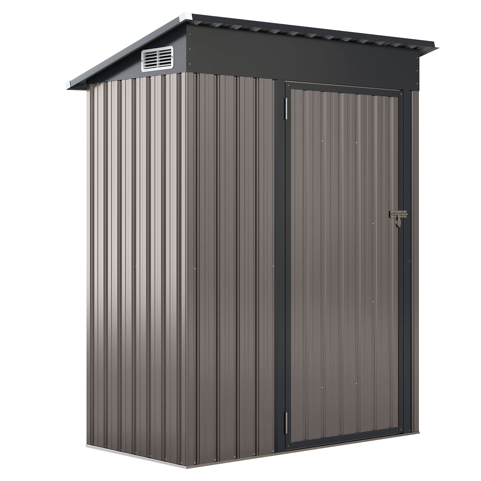 Trädgårdshus – Metall | m³ redskapsbod med pulpettak – 150 x 90,5 x 185 cm 1,5 – Ljusgrå