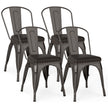 Matstolar – pack Bistrostol Metallstol stapelbar Kökstolar med stoppning Trädgårdsstolar ryggstöd – 4 44 x 53 x 84 cm – Skottgrå
