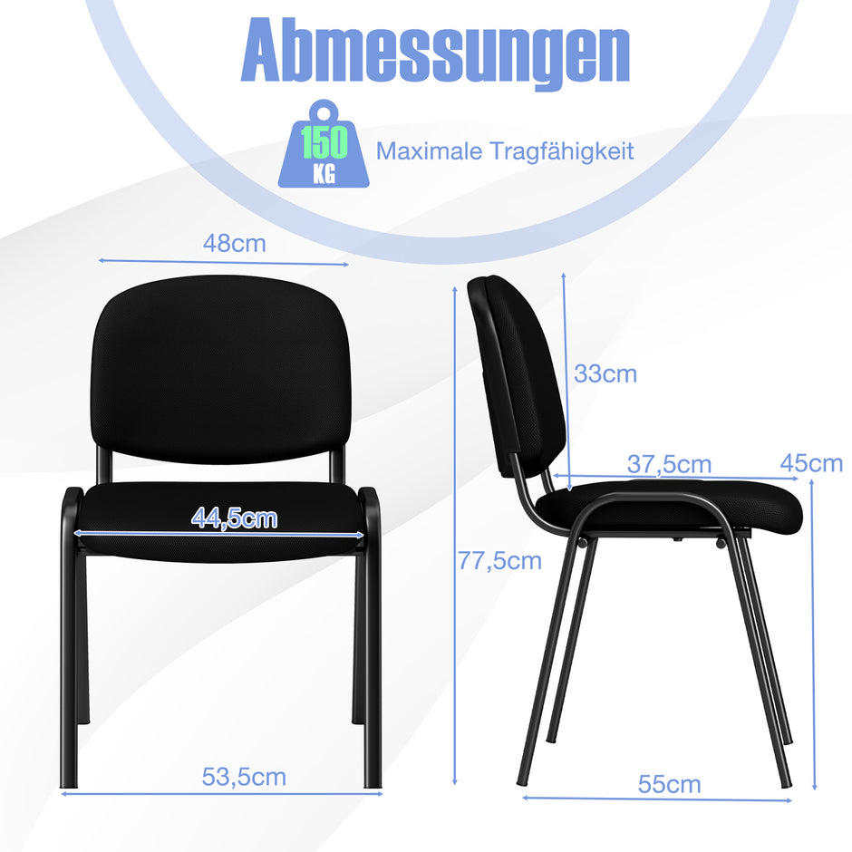 Set – med stapelbara receptionsstolar i vattenfallsits – 5 – Svart