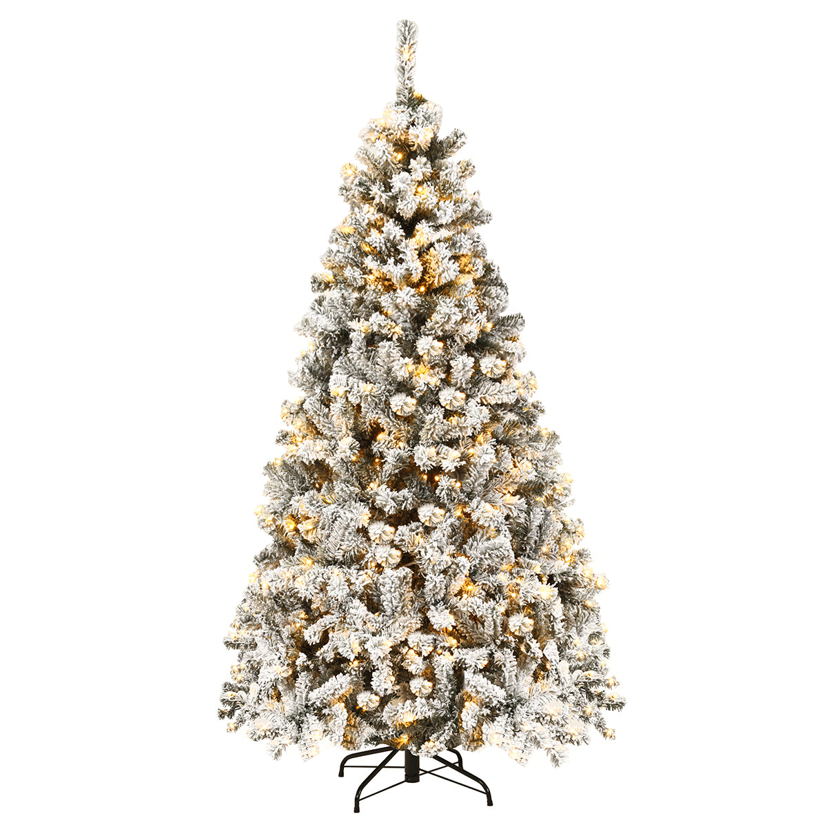 Julgran – med snö Premium PVC nålar LED ljus Konstgjorda jul – 180 cm – Grön och vit