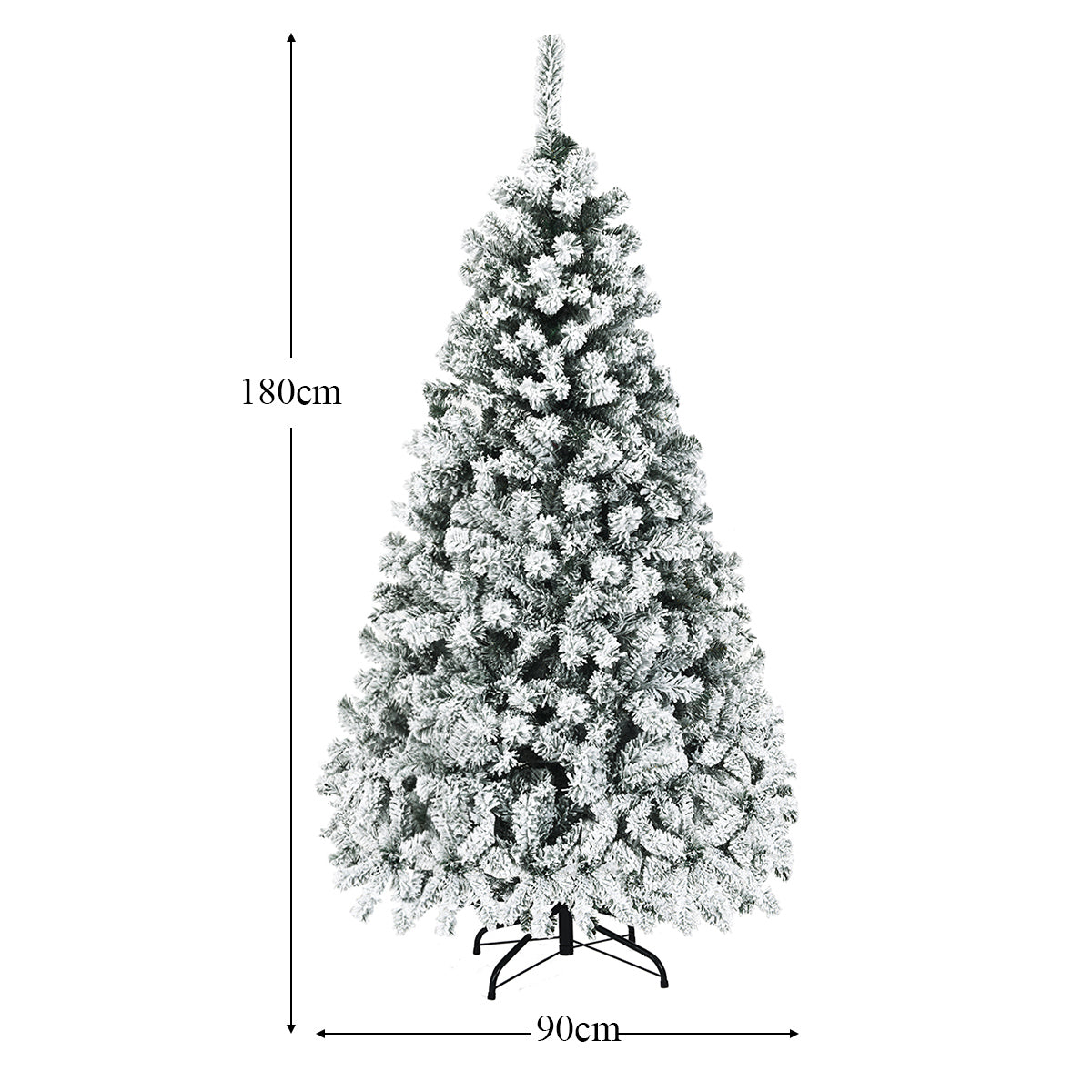 Julgran – med snö Premium PVC nålar LED ljus Konstgjorda jul – 180 cm – Grön och vit