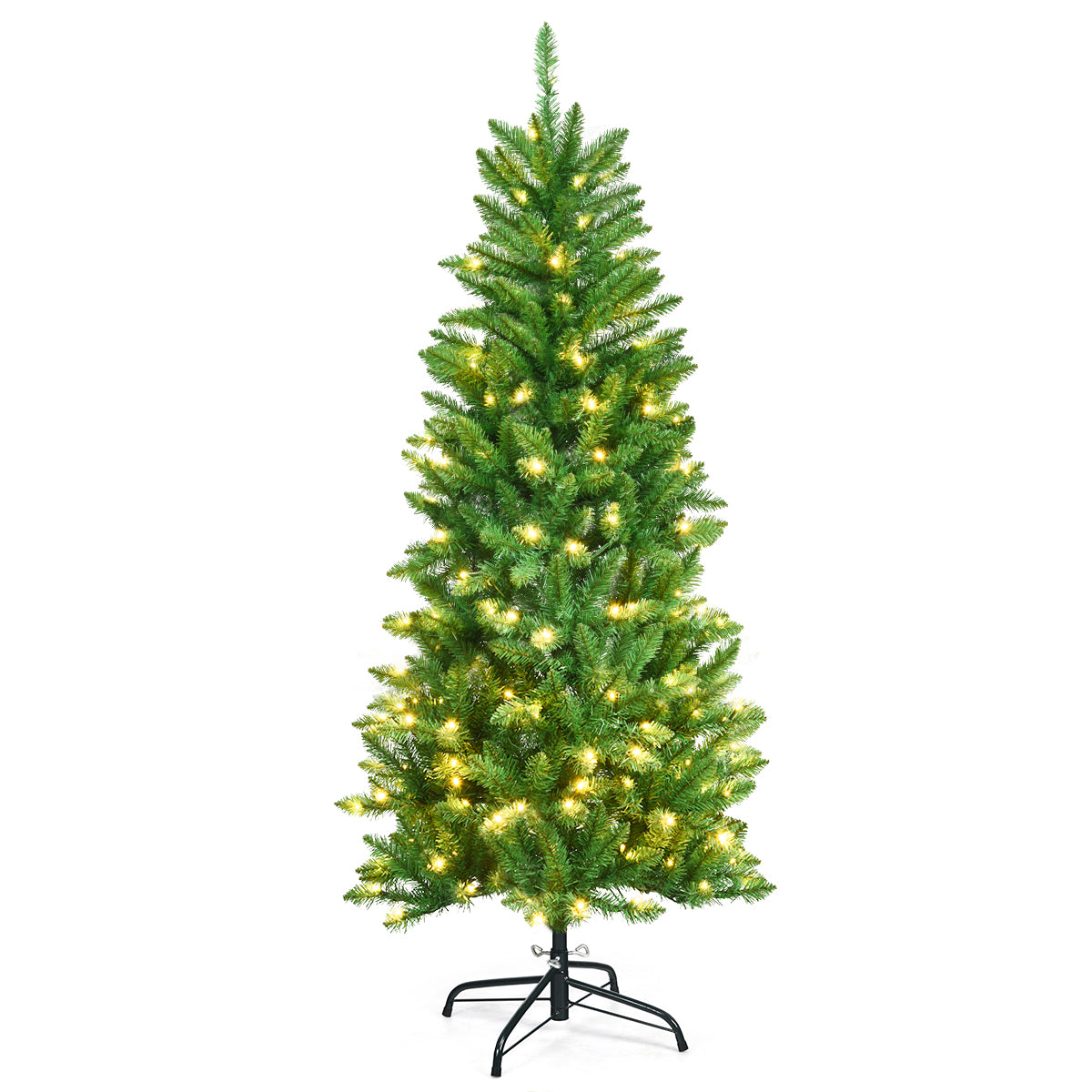 Hög – upplyst konstpennas julgran med varmvit ljusgrön – 150 cm – Grön