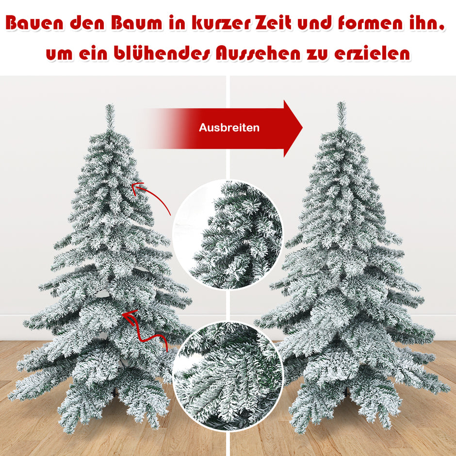Konstgjord – julgran med snöflingor PVC tips + – 180 cm – Grön och vit