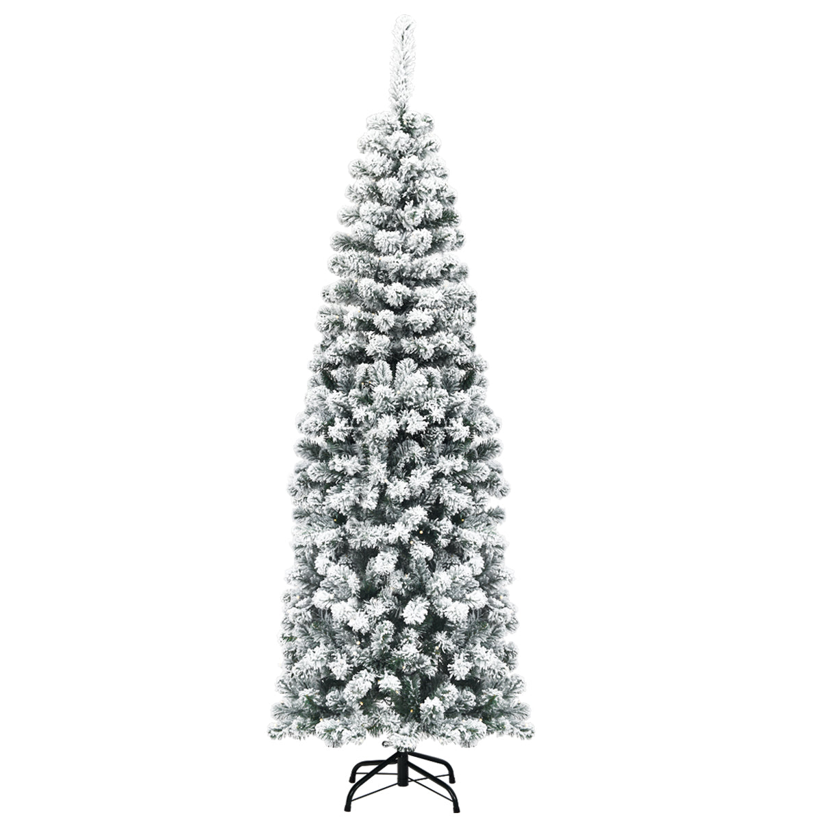 Blyertsjulgran – med snö Konstgjord metallstativ + – 180 cm – Grön och vit