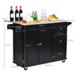 Rullbar – köksvagn med hopfällbar arbetsyta köksö – 136 x 76 x 91 cm – Svart