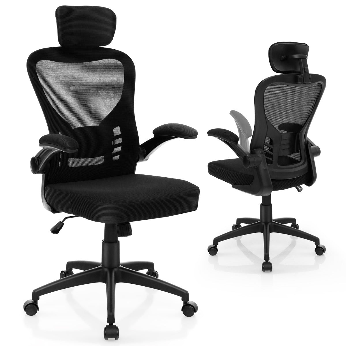 Ergonomisk – kontorsstol i mesh med gungrygg Executive Swivel PC – Svart