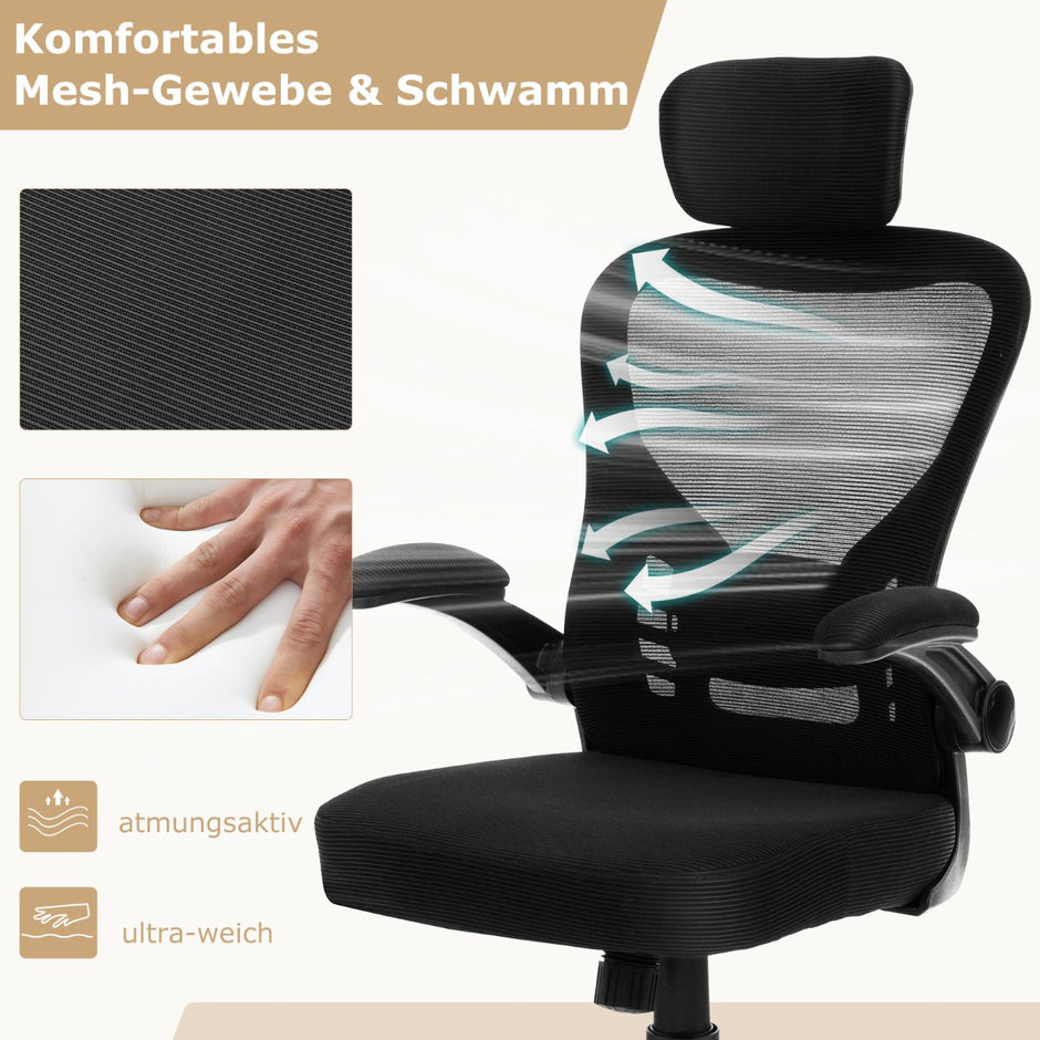 Ergonomisk – kontorsstol i mesh med gungrygg Executive Swivel PC – Svart