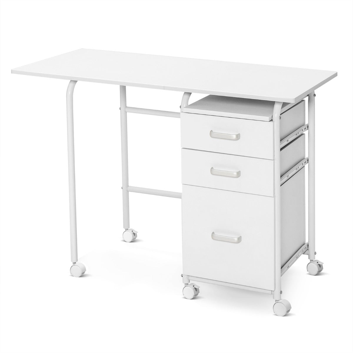 Fällbart – skrivbord med hjul Datorbord – 105 x 50 x 75 cm – Vit