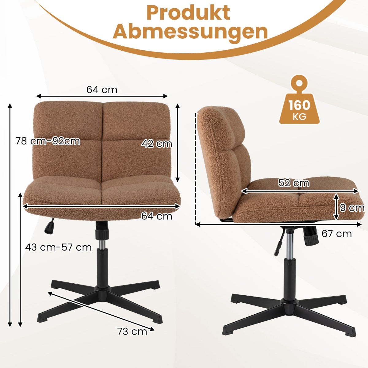 Schneidersitz – Stol, utan armstöd, med bred sits – Brun